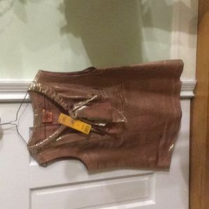 Metallic Gold Tory Burch Sleeveless Top Size 12